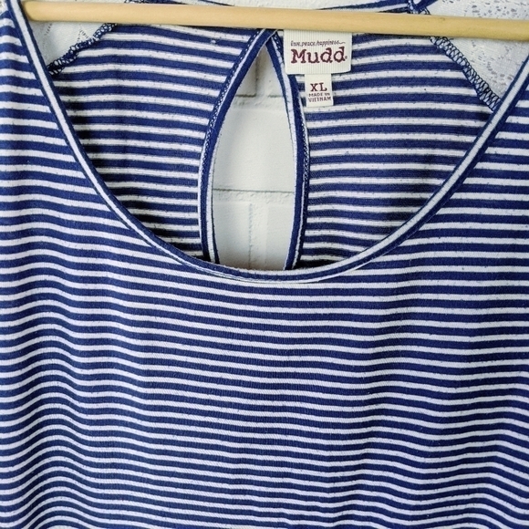 Mudd Blue Striped Scoop Tank Top Women's Extra Large - Picture 5 of 5